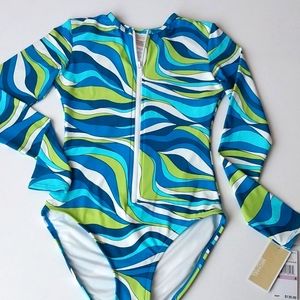 Michael Kors Swimsuit One Piece Board Rash Surf  NEW